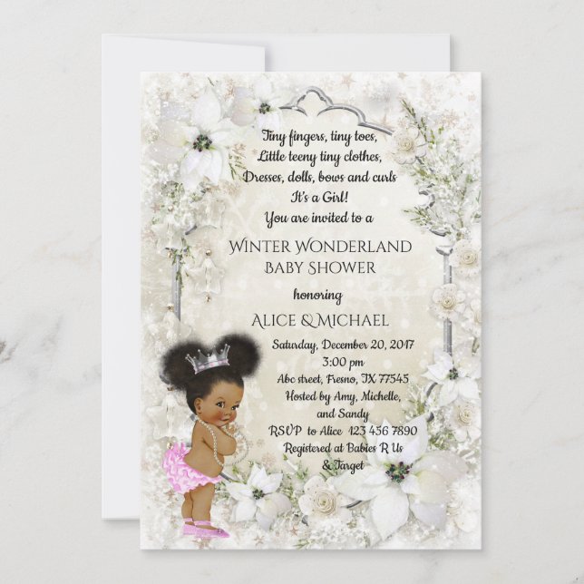 Winter Baby Shower Girl, etnic, Winter Wonderland Invitation (Front)