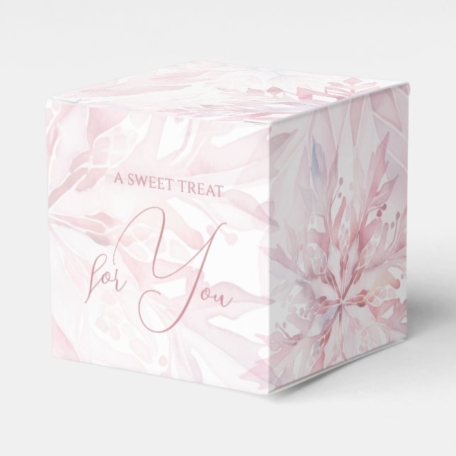 Winter Baby Shower Girl Pink Snowflake Favour Box (Front Side)