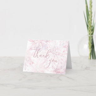 Winter Baby Shower Girl Pink Snowflake  Thank You Card