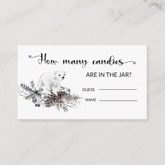 Winter Baby Shower Guess How Many Candies Enclosur Enclosure Card (Front)