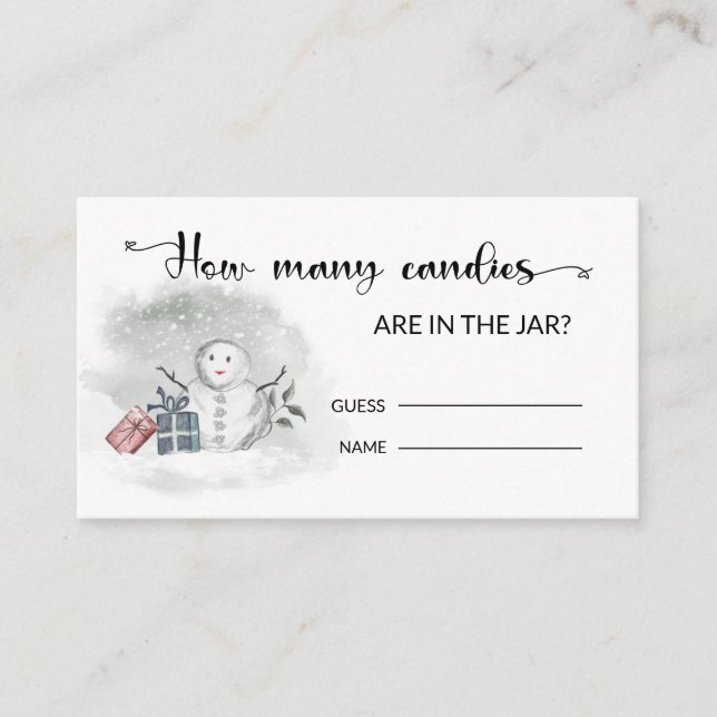 Winter Baby Shower Guess How Many Candies Enclosure Card (Front)