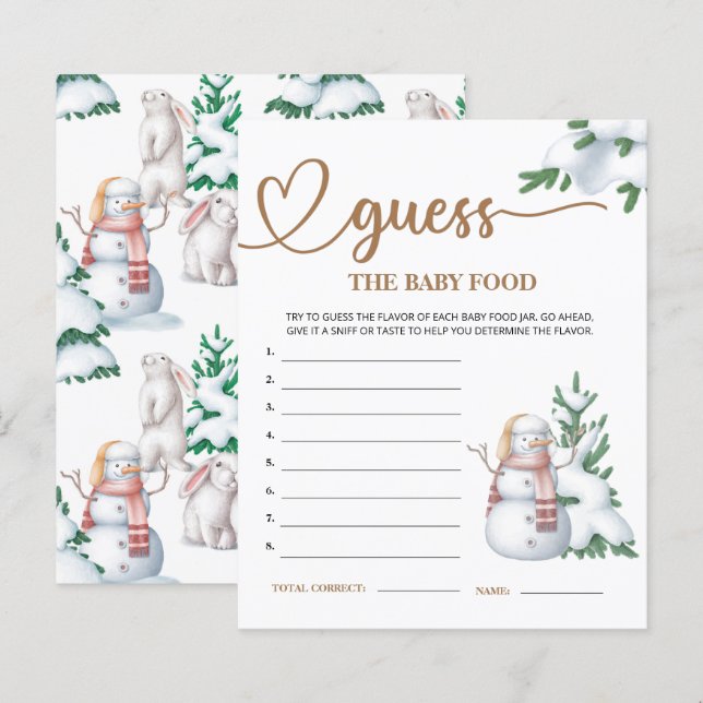 Winter Baby Shower Guess the Baby Food Cames (Front/Back)