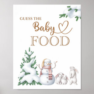 Winter baby shower  “Guess the Baby Food” Poster