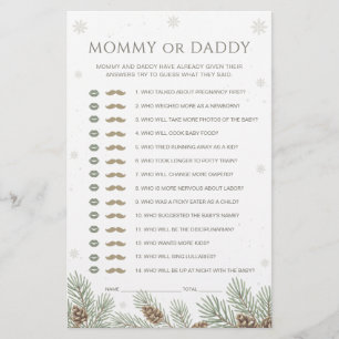 Winter Baby Shower Guess Who Mummy or Daddy Game