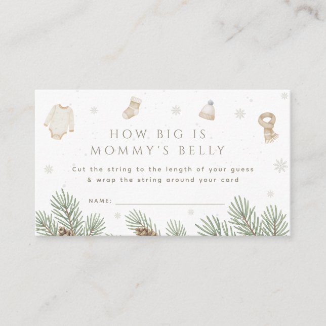 Winter Baby Shower How Big is Her Belly Game Enclosure Card (Front)