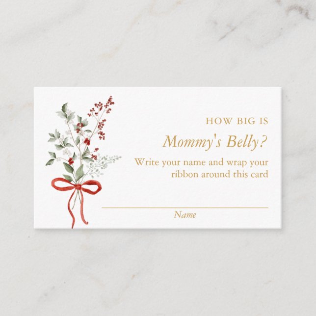 Winter Baby Shower How Big is Mummy's Belly Game Enclosure Card (Front)