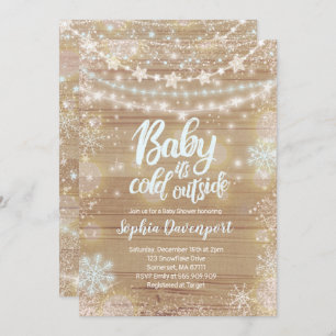 Winter Baby Shower Invitation Blue Snowflake