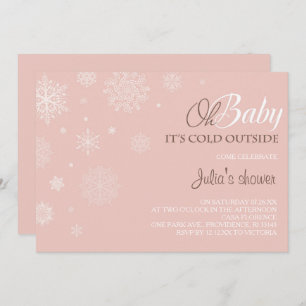 Winter Baby Shower Invitation - Blush Pink