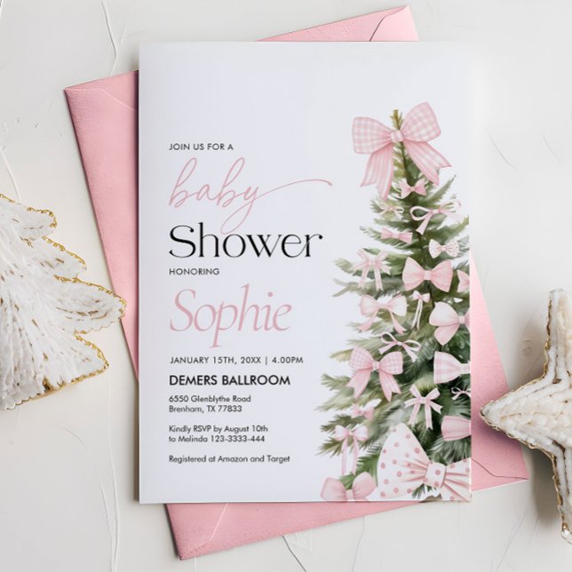 Winter Baby Shower Invitation, Bow Baby Shower  Invitation (Creator Uploaded)