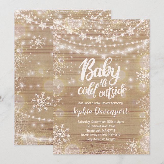 Winter Baby Shower Invitation Gender Neutral (Front/Back)