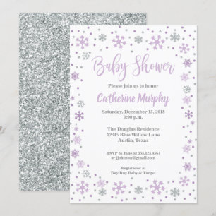 Winter Baby Shower Invitation Lavender Glitter