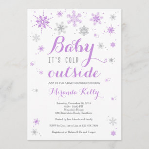 Winter Baby Shower Invitation, Pink Baby Shower Invitation