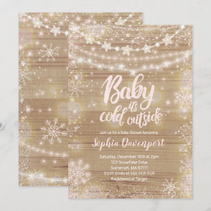 Winter Baby Shower Invitation Pink Snowflake