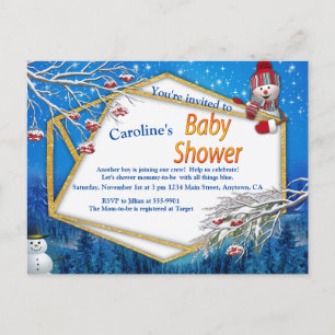 Winter Baby Shower Invitation Postcard