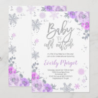 Winter Baby Shower Invitation Purple And Silver
