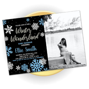 Winter Baby Shower Invitations Black Photo