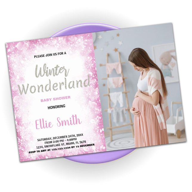 Winter Baby Shower Invitations Cloud Pink Photo (Winter Baby Shower Invitations Cloud Pink Photo)