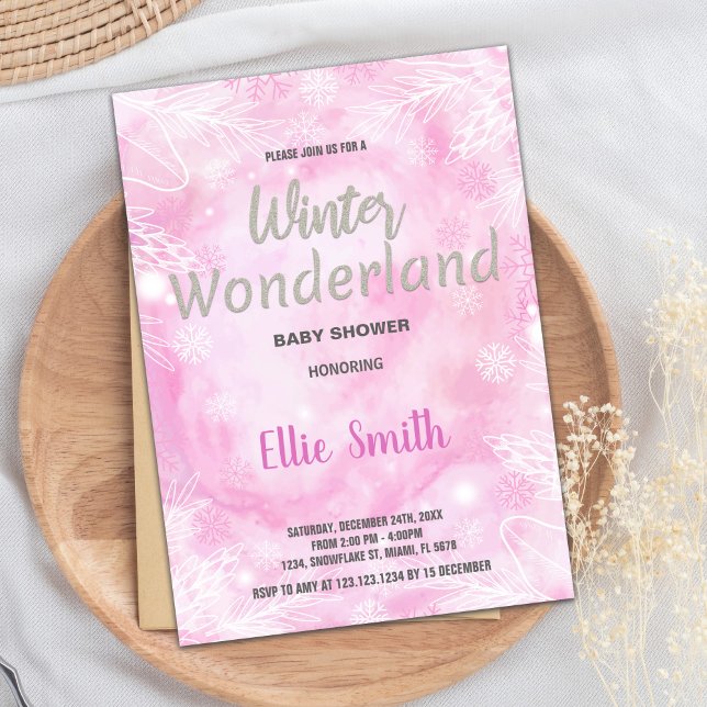 Winter Baby Shower Invitations Glitter Silver (Winter Baby Shower Invitations Glitter Silver)