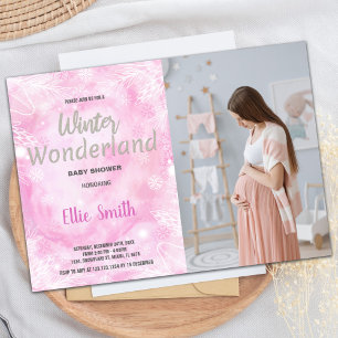 Winter Baby Shower Invitations Glitter with photo