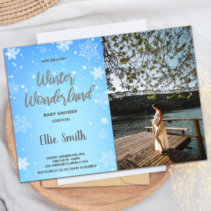 Winter Baby Shower Invitations White Snow Photo