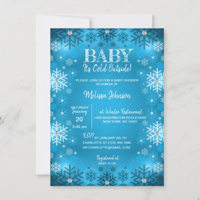 WINTER Baby Shower It's Cold Outside Snowflakes Invitation (Front)