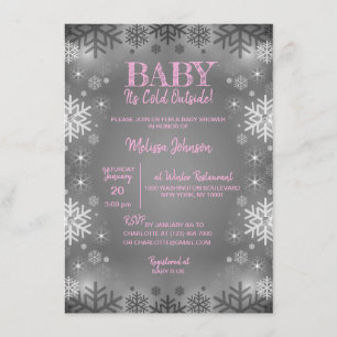 WINTER Baby Shower It's Cold Outside Snowflakes Invitation