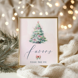 Winter baby shower pink Favours please take one Poster
