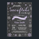 Winter Baby Shower Purple Snowflake Chalkboard Invitation<br><div class="desc">Winter Baby Shower invitation. Purple Snowflake. Girl Baby Shower Invitation. Winter Holiday Baby Shower Invite. Purple and White Snowflakes. Chalkboard Background. For further customisation,  please click the "Customise it" button and use our design tool to modify this template.</div>
