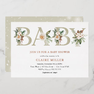 Winter Baby Shower Real Foil Invitation