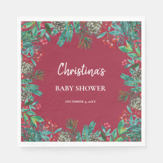 Winter Baby Shower Red Napkin