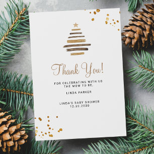 Winter baby shower rustic tree thank you card