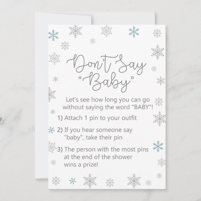 Winter Baby Shower Sign Size 5x7" Invitation (Front)