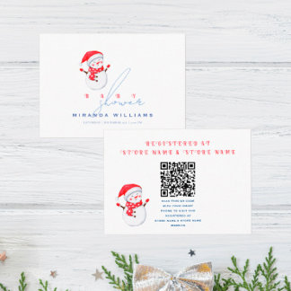 Winter baby shower Snowman Website QR code  Enclosure Card