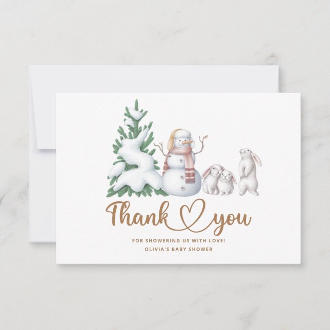 Winter baby shower thank you card (Front)