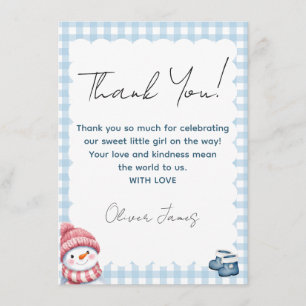 Winter Baby Shower Thank You Card Snowman