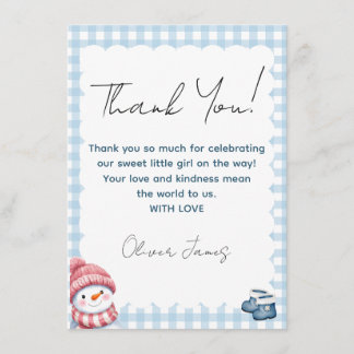Winter Baby Shower Thank You Card Snowman