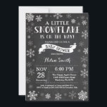 Winter Baby Shower White Snowflake Chalkboard Invitation<br><div class="desc">Winter Baby Shower invitation. White Snowflake. Boy or Girl Baby Shower Invitation. Winter Holiday Baby Shower Invite. White Snowflakes. Chalkboard Background. For further customisation,  please click the "Customise it" button and use our design tool to modify this template.</div>