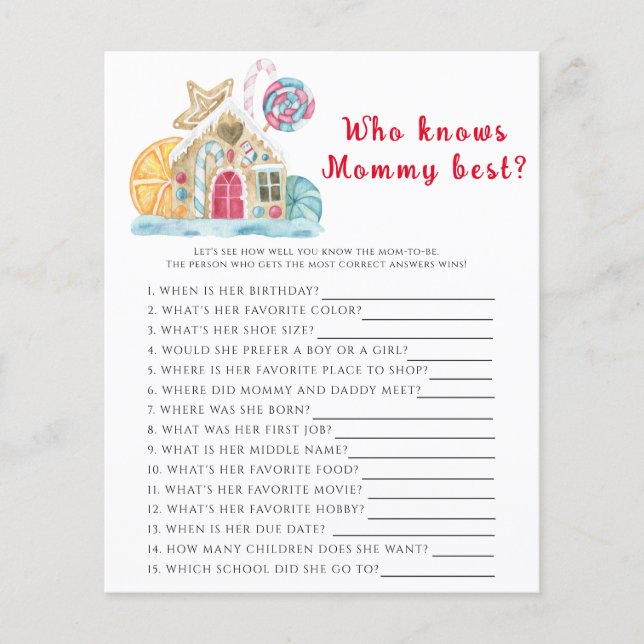 Winter baby shower, Who knows mummy best (Front)