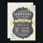 Winter Baby Shower Yellow Snowflake Chalkboard Invitation<br><div class="desc">Winter Baby Shower invitation. Yellow Snowflake. Chalkboard Background. Boy or Girl Baby Shower Invitation. Winter Holiday Baby Shower Invite. Yellow and Grey Silver Snowflakes. White Background. For further customisation,  please click the "Customise it" button and use our design tool to modify this template.</div>