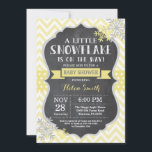 Winter Baby Shower Yellow Snowflake Chalkboard Invitation<br><div class="desc">Winter Baby Shower invitation. Yellow Snowflake. Chalkboard Background. Boy or Girl Baby Shower Invitation. Winter Holiday Baby Shower Invite. Yellow and Grey Silver Snowflakes. White Background. For further customisation,  please click the "Customise it" button and use our design tool to modify this template.</div>