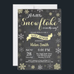 Winter Baby Shower Yellow Snowflake Chalkboard Invitation<br><div class="desc">Winter Baby Shower invitation. Yellow Snowflake. Boy or Girl Baby Shower Invitation. Winter Holiday Baby Shower Invite. Yellow and White Snowflakes. Chalkboard Background. For further customisation,  please click the "Customise it" button and use our design tool to modify this template.</div>
