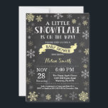 Winter Baby Shower Yellow Snowflake Chalkboard Invitation<br><div class="desc">Winter Baby Shower invitation. Yellow Snowflake. Boy or Girl Baby Shower Invitation. Winter Holiday Baby Shower Invite. Yellow and White Snowflakes. Chalkboard Background. For further customisation,  please click the "Customise it" button and use our design tool to modify this template.</div>