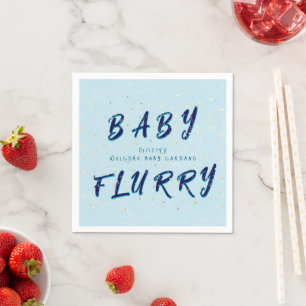 Winter Baby Sprinkle   Blue Snow Flurry Napkin