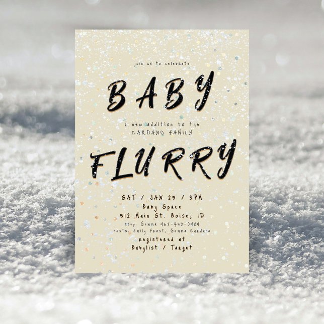 Winter Baby Sprinkle | Cream Snow Flurry Invitation (Creator Uploaded)