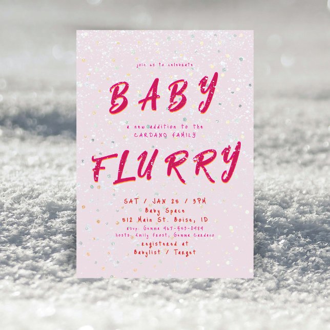 Winter Baby Sprinkle | Pink Snow Flurry Invitation (Creator Uploaded)