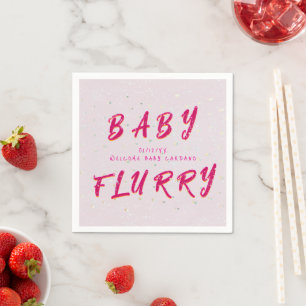 Winter Baby Sprinkle   Pink Snow Flurry Napkin