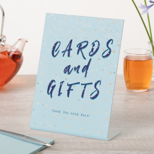 Winter Baby Sprinkle | Snow Flurry Cards & Gifts Pedestal Sign (In SItu)