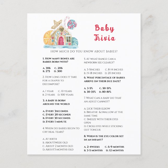 Winter Baby Trivia | Baby Shower Game (Front)