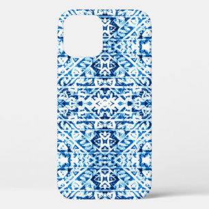Winter Background. Watercolor Hand Painted Blue In iPhone 12 Case