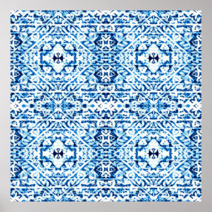 Winter Background. Watercolor Hand Painted Blue In Poster